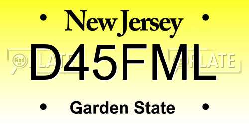 D45FML New Jersey License Plate