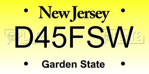 D45FSW New Jersey License Plate