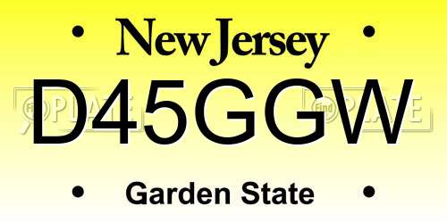 D45GGW New Jersey License Plate