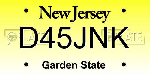 D45JNK New Jersey License Plate