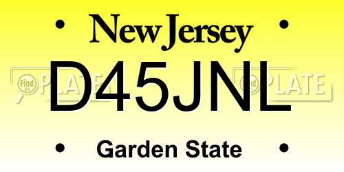 D45JNL New Jersey License Plate