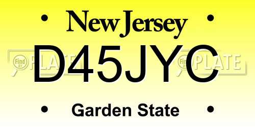 D45JYC New Jersey License Plate