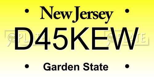 D45KEW New Jersey License Plate