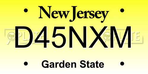 D45NXM New Jersey License Plate