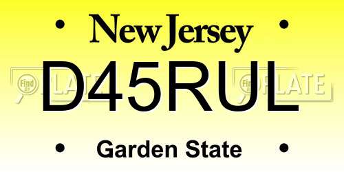D45RUL New Jersey License Plate
