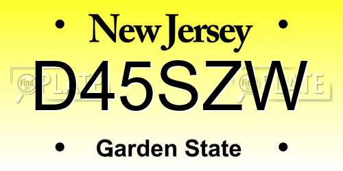 D45SZW New Jersey License Plate