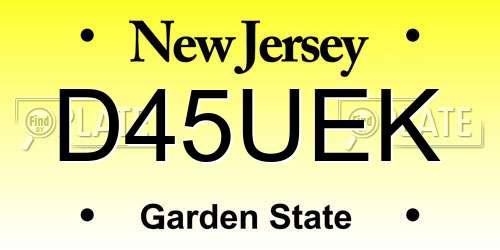 D45UEK New Jersey License Plate