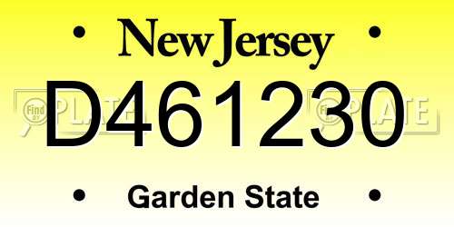 D461230 New Jersey License Plate