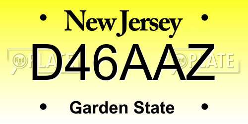 D46AAZ New Jersey License Plate