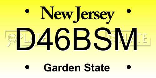 D46BSM New Jersey License Plate