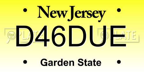 D46DUE New Jersey License Plate