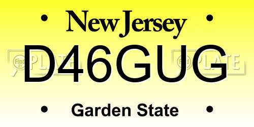 D46GUG New Jersey License Plate