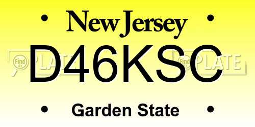 D46KSC New Jersey License Plate