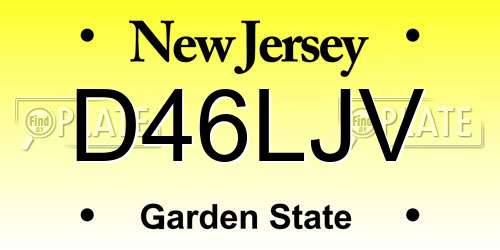 D46LJV New Jersey License Plate
