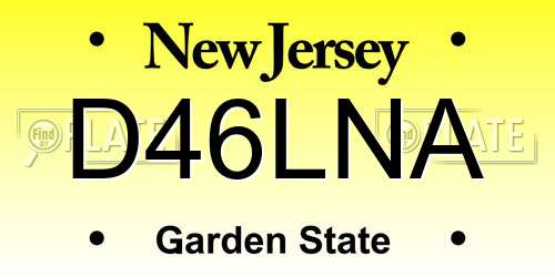 D46LNA New Jersey License Plate