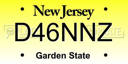 D46NNZ New Jersey License Plate