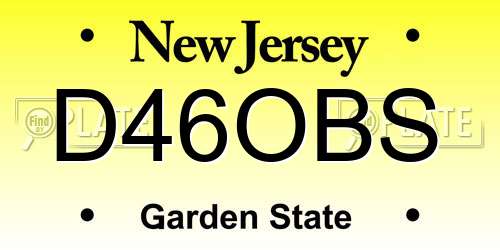 D46OBS New Jersey License Plate