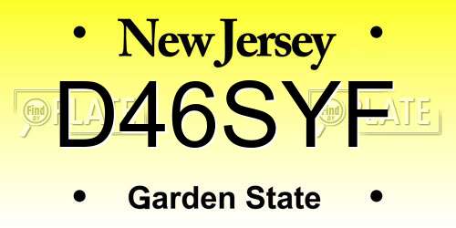 D46SYF New Jersey License Plate