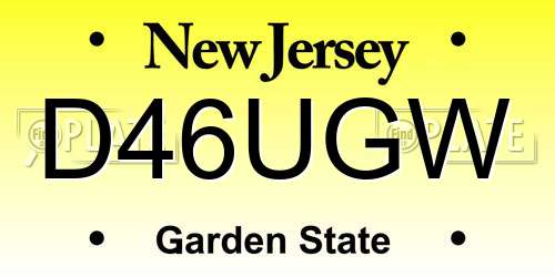 D46UGW New Jersey License Plate