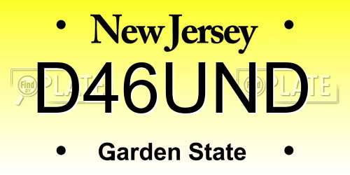 D46UND New Jersey License Plate