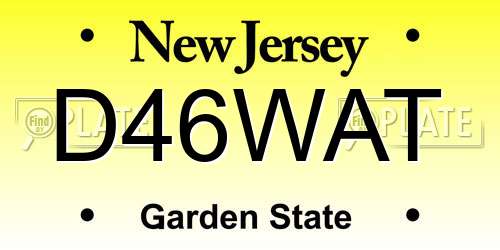 D46WAT New Jersey License Plate