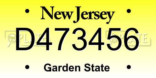 D473456 New Jersey License Plate