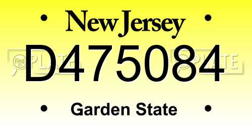D475084 New Jersey License Plate