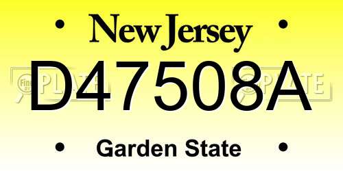 D47508A New Jersey License Plate