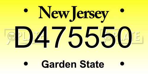 D475550 New Jersey License Plate