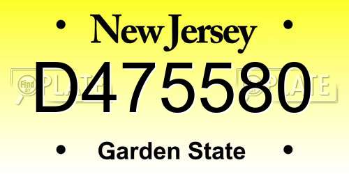 D475580 New Jersey License Plate