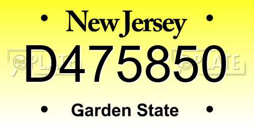 D475850 New Jersey License Plate