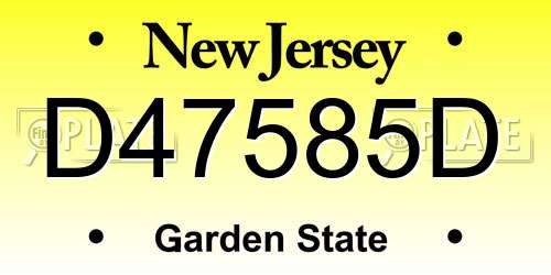 D47585D New Jersey License Plate