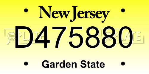 D475880 New Jersey License Plate