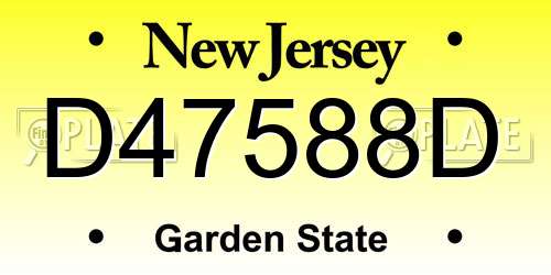 D47588D New Jersey License Plate