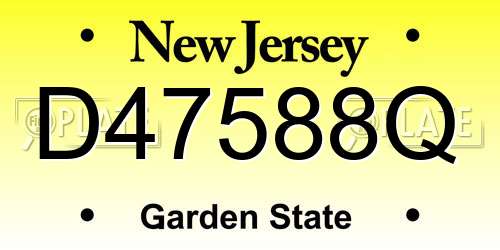 D47588Q New Jersey License Plate