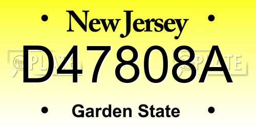 D47808A New Jersey License Plate