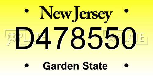 D478550 New Jersey License Plate
