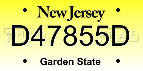 D47855D New Jersey License Plate