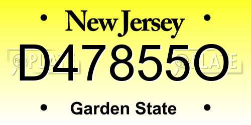 D47855O New Jersey License Plate