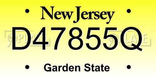 D47855Q New Jersey License Plate
