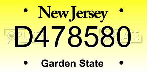 D478580 New Jersey License Plate