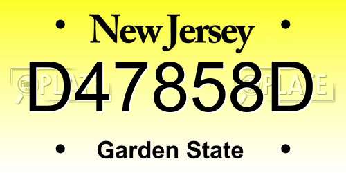 D47858D New Jersey License Plate