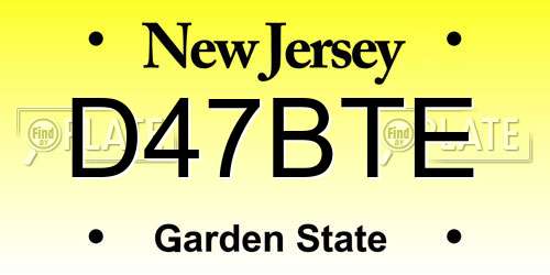 D47BTE New Jersey License Plate
