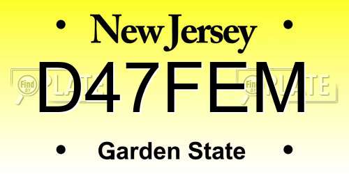 D47FEM New Jersey License Plate