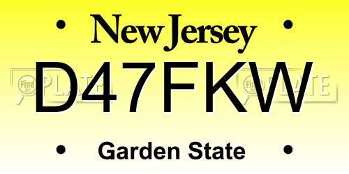 D47FKW New Jersey License Plate