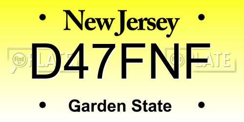 D47FNF New Jersey License Plate