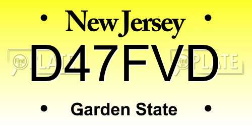 D47FVD New Jersey License Plate