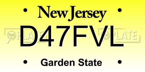 D47FVL New Jersey License Plate