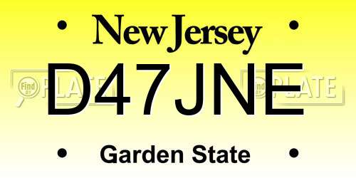 D47JNE New Jersey License Plate