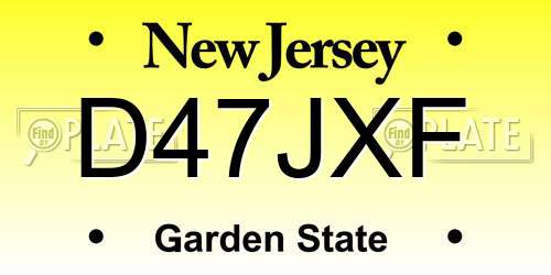 D47JXF New Jersey License Plate